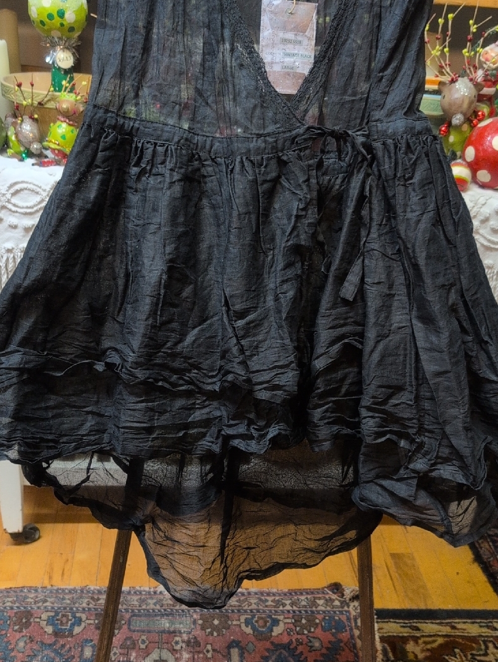 NWTO Ewa I Walla 100% Crinkle Voile Cotton Tie Tunic - Picture 10 of 11